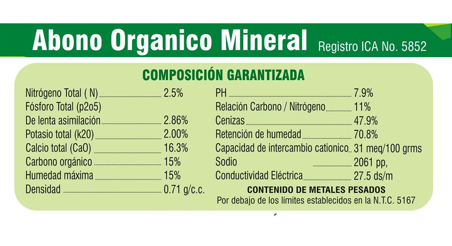 Composición Abono Fertisol